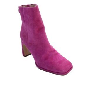 Sam Edelman Womens Side Zippered Square Toe Heeled Ankle Boots Pink Size 8